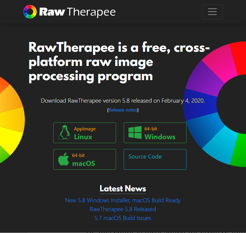 Tải xuống trang cho RawTherapee |  phần mềm chỉnh sửa ảnh miễn phí cho máy tính
