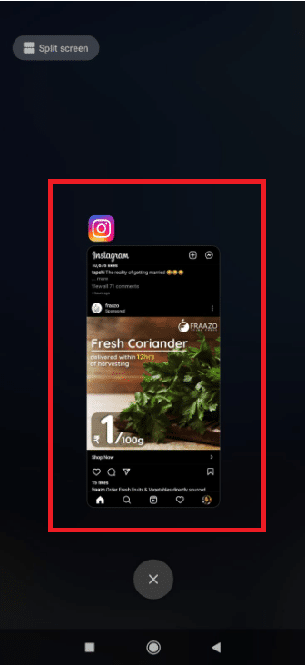 Đóng ứng dụng Instagram từ băng chuyền ứng dụng