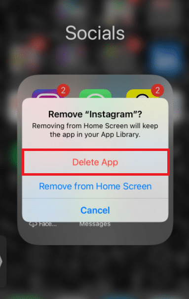 Nhấn nút Xóa ứng dụng để xóa chương trình.  Cách khắc phục bài đăng trên Instagram bị kẹt khi gửi