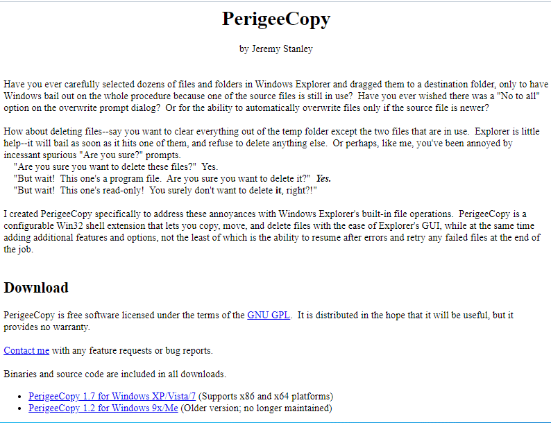 Trang tải xuống cho PerigeeCopy |  Phần mềm sao chép tệp tốt nhất cho PC chạy Windows năm 2022